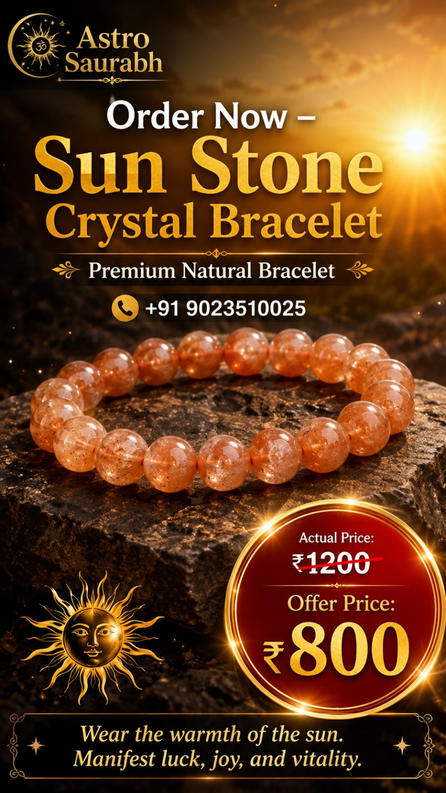 Sun Stone Crystal Bracelet