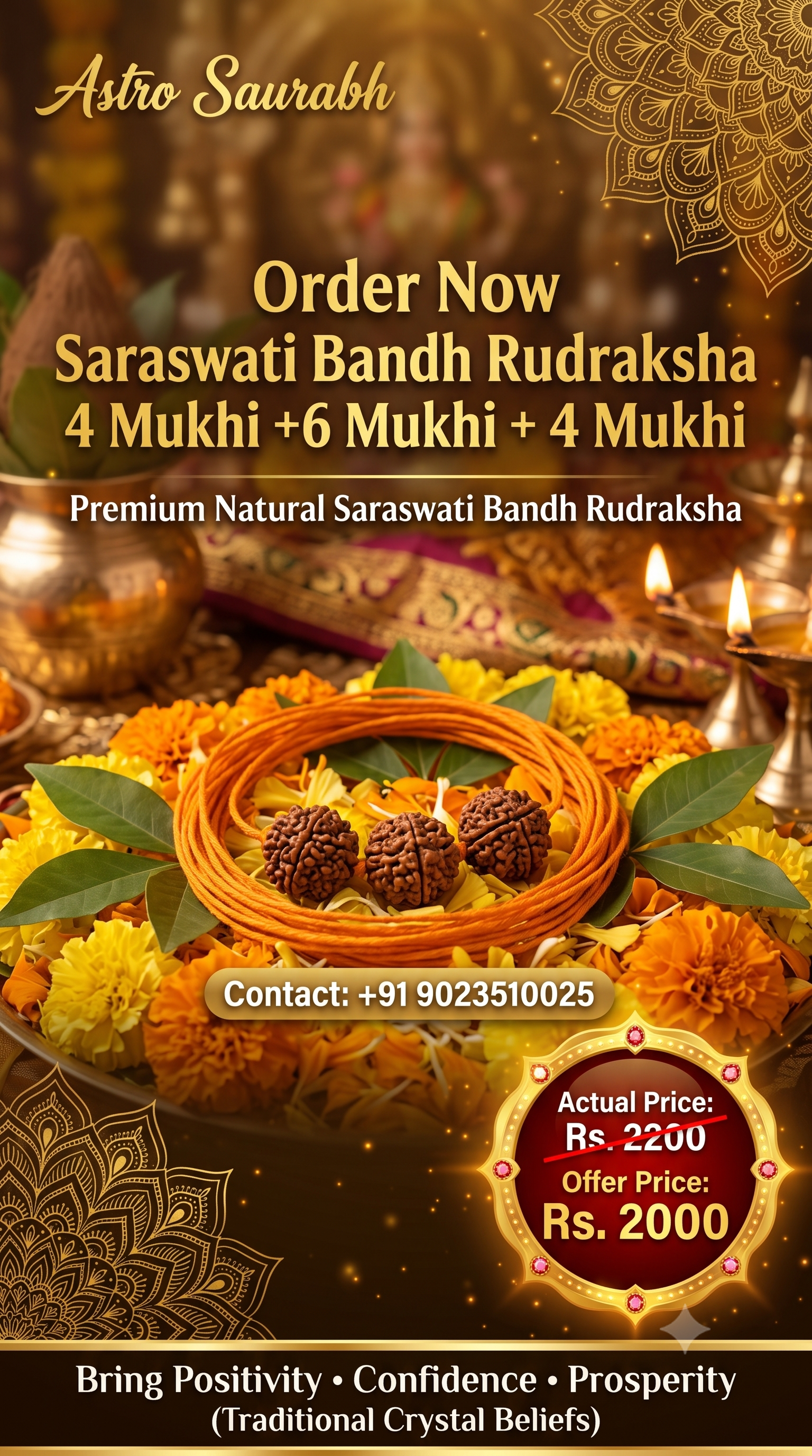 Saraswati Bandh Rudraksha (4+6+4 Mukhi)