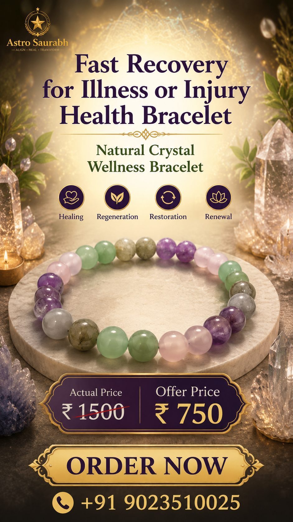 Recovery Support Gemstone Bracelet