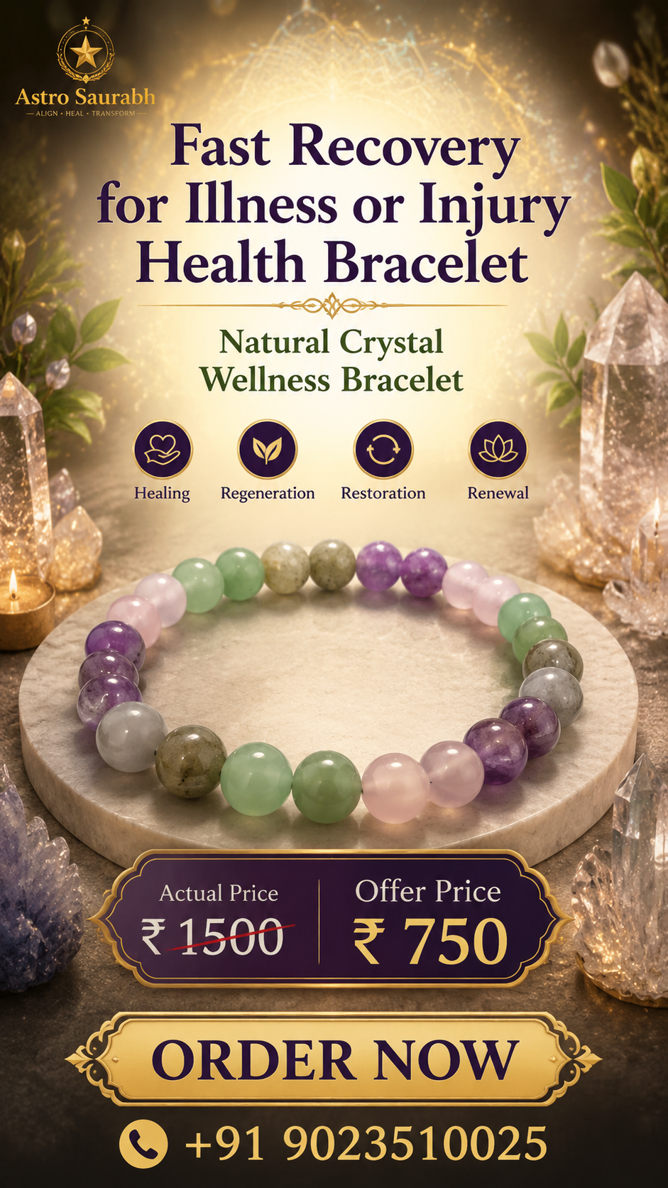 Fast Recovery for Illness or Injury health Bracelet