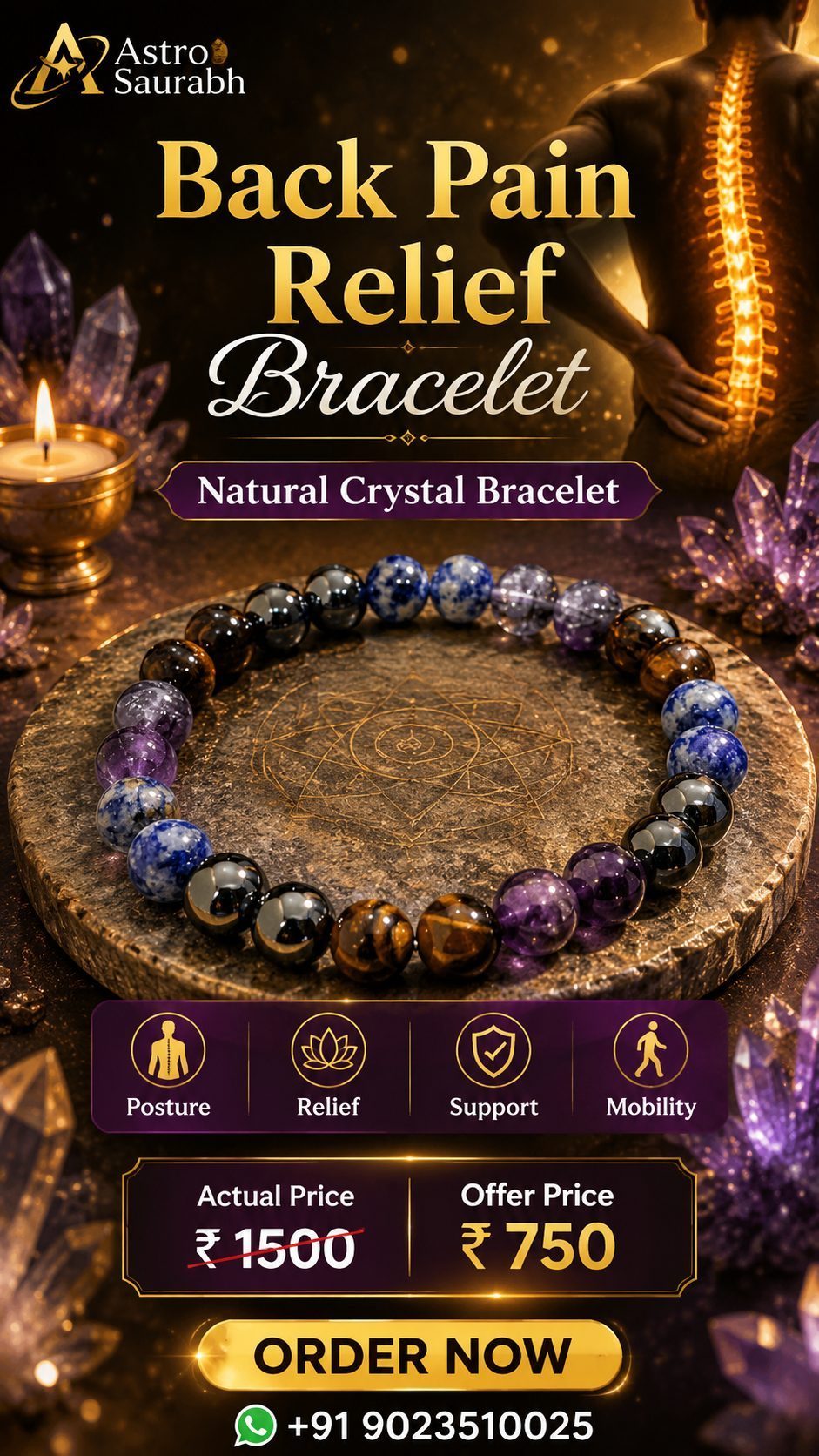 Back Comfort Gemstone Bracelet