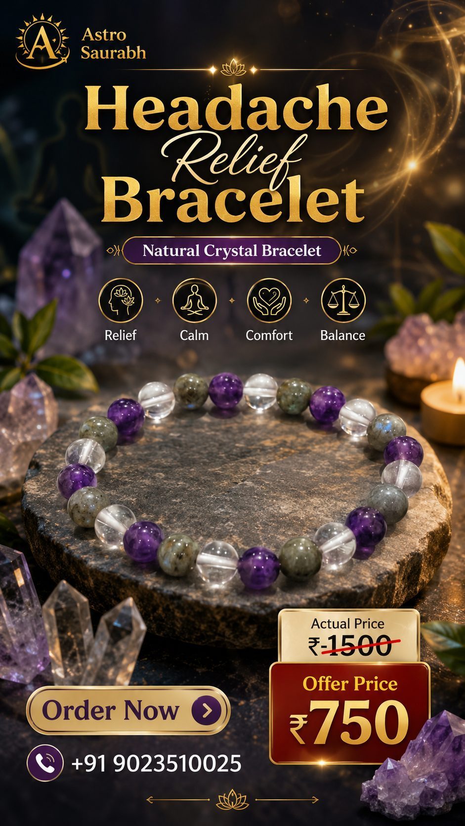 Headache Comfort Gemstone Bracelet