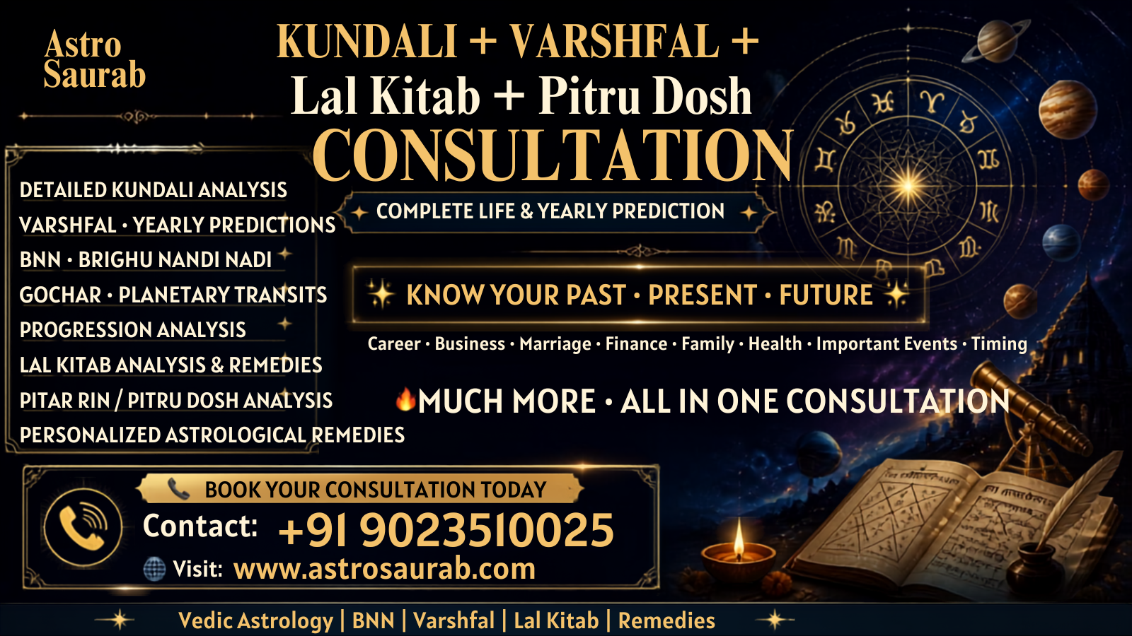 Kundali + Varshfal + Lal Kitab + Pitra Dosh Consultation